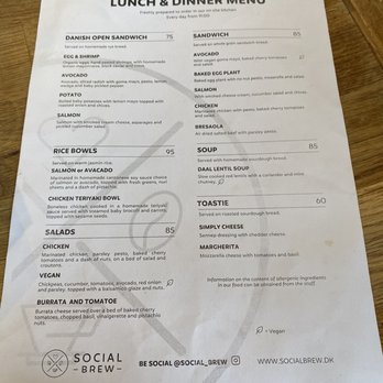 Social Brew - Lunch & dinner menu - Cafes Near Me - København