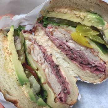 Lou's Cafe - Their "risky bizness" hot pastrami brisket with crab salad and other fixins on Dutch crunch - Breakfast & Brunch Near Me - San Francisco, California