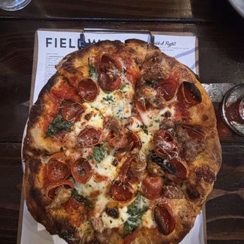 Fieldwork Brewing Company - Pepperoni, basil and sausage pizza - Breweries Near Me - Sacramento, California Fieldwork Brewing Company - Pepperoni, basil and sausage pizza - Breweries Near Me - Sacramento, California