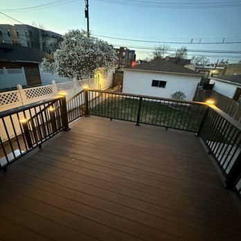4GC Decks - English Walnut / in post lighting / drink rails - Decks & Railing Near Me