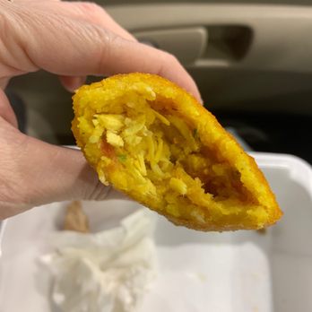 Cocina Mi Canton - Inside filling of chicken empanada - Mexican Near Me - Winston-Salem, North Carolina