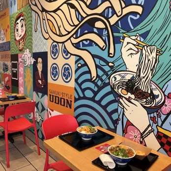 Marugame Udon - Great mural creating fun, lively atmosphere. - Japanese Near Me - San Diego, California Marugame Udon - Great mural creating fun, lively atmosphere. - Japanese Near Me - San Diego, California