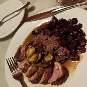 Mizuna - This is AMAZING! pan seared duck with roasted beets and red wine risotto...YUUUUUUMMMMMMMM - New American Near Me - Spokane, Washington Mizuna - This is AMAZING! pan seared duck with roasted beets and red wine risotto...YUUUUUUMMMMMMMM - New American Near Me - Spokane, Washington