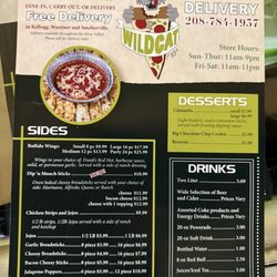 Wildcat Pizza - Menu