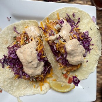 Hobo's Cafe - Shrimp tacos with Baja sauce - New American Near Me - Key Largo, Florida Hobo's Cafe - Shrimp tacos with Baja sauce - New American Near Me - Key Largo, Florida