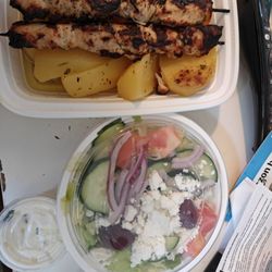 My Greek Table - Chicken souvlaki dinner
