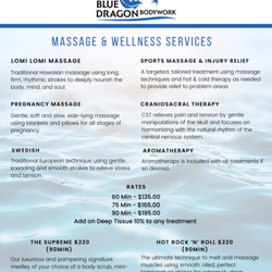 Blue Dragon Bodywork - Our Menu