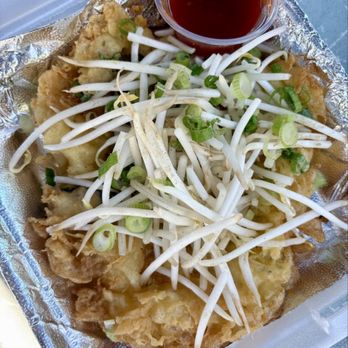 Wat Thai - Fried mussels--more a pancake with a few mussels interspersed, $10 - Buddhist Temples Near Me - North Hollywood, California Wat Thai - Fried mussels--more a pancake with a few mussels interspersed, $10 - Buddhist Temples Near Me - North Hollywood, California