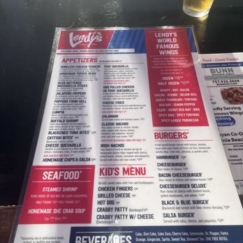 Lendys Cafe - Menu (side 2) - Chicken Wings Near Me - Virginia Beach, Virginia