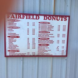 Fairfield Donuts - Drive thru menu.