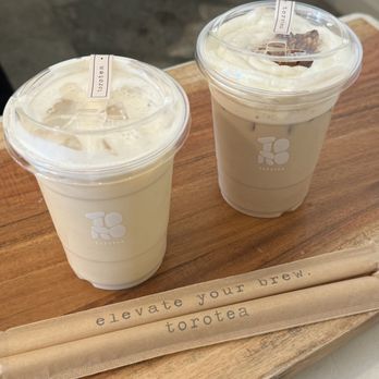 Torotea - Misty Oolong (left) and Dalgona Cloud Top Koan-Im Oolong Latte (right) - Coffee & Tea Near Me - Diamond Bar, California Torotea - Misty Oolong (left) and Dalgona Cloud Top Koan-Im Oolong Latte (right) - Coffee & Tea Near Me - Diamond Bar, California