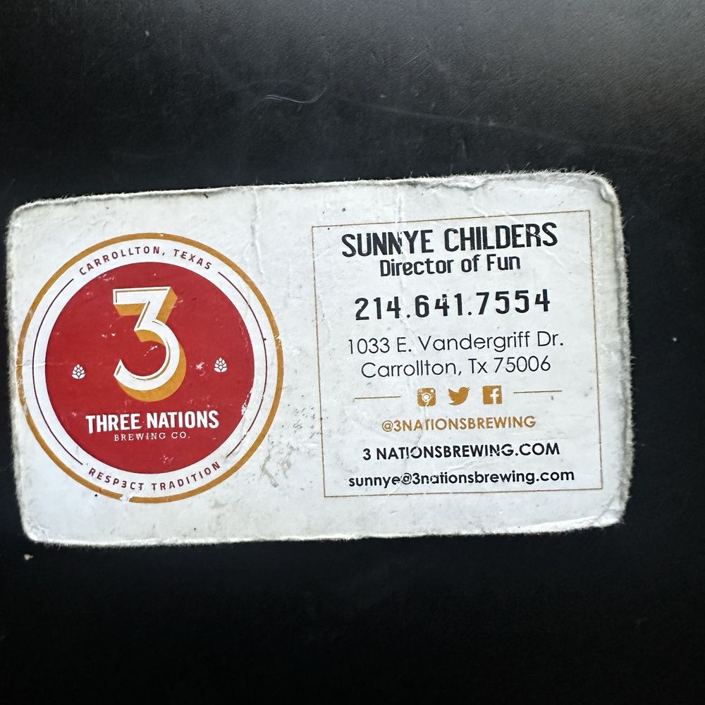 3 Nations Brewing - The Director of fun business card - Breweries Near Me - Carrollton, Texas 3 Nations Brewing - The Director of fun business card - Breweries Near Me - Carrollton, Texas