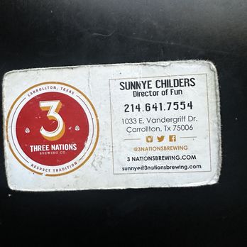 3 Nations Brewing - The Director of fun business card - Breweries Near Me - Carrollton, Texas