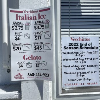 Vecchitto's Italian Ice - Menu and schedule - Shaved Ice Near Me - Old Lyme, Connecticut Vecchitto's Italian Ice - Menu and schedule - Shaved Ice Near Me - Old Lyme, Connecticut