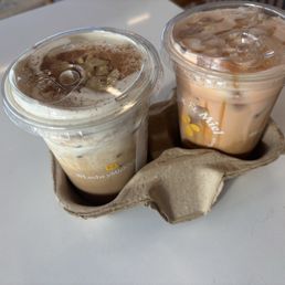Banana latte iced and the pumpkin latte Banana latte iced and the pumpkin latte