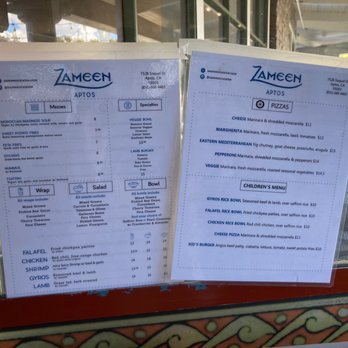 Zameen Mediterranean Cuisine - Menu - Mediterranean Near Me - Aptos, California