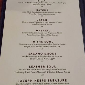 Bar Leather Apron - Signature menu - Cocktail Bars Near Me - Honolulu, Hawaii