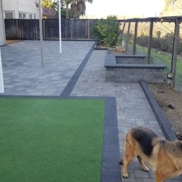 Synthetic grass, pavers, Sitting area Synthetic grass, pavers, Sitting area