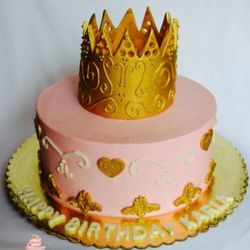 Sweet  And Fun Desserts - Gold and pink princess cake