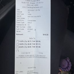Receipt copy for pad Thai combo