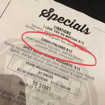 Wood Stack Pizza Kitchen - Metuchen - Cultural Appropriation. Just serve coquito no need to white wash a traditional Puerto Rican drink - Pizza Near Me - Metuchen, New Jersey