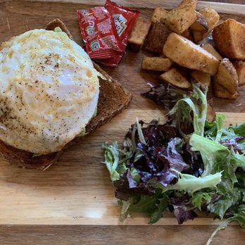 Jasper's Backyard - Avocado toast topped w/egg, home fries and side salad - Sports Bars Near Me - Conshohocken, Pennsylvania