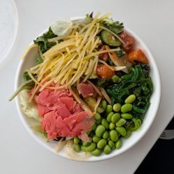 Just Poké Barkley Village - Medium Poke Bowl - filling and tasty! IG - @bilalandjesseatfood