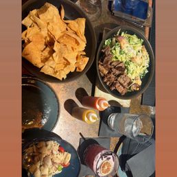 Ceviche, Carne asada salad, luna morada