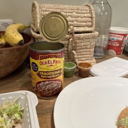 Tacos El Brother - This is me at home adding beans from a can in my cupboard.
