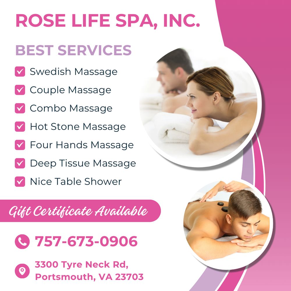 ROSE LIFE SPA 10 Reviews 3300 Tyre Neck Rd, Portsmouth, Virginia
