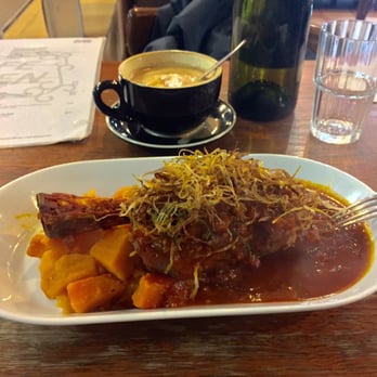 Cafe Essen - Lamb Shank w/Leeks and Sweet Potato - Restaurants Near Me - Canberra, ACT