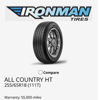 Discount Tire & Service Centers - Ironman All Country HT Tires 255/65R18 (111T)  For: 2023 Chevrolet Traverse LS - Tires Near Me - Irvine, California