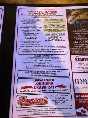 Menu photo 1 Tommasos Italian Grill Alvin, TX