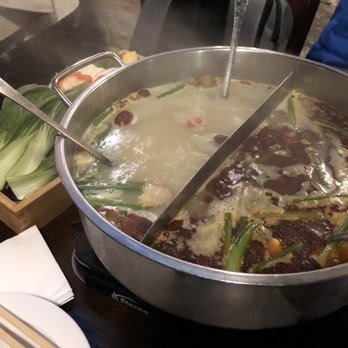 Happy Lamb Hot Pot - best of both worlds divided pot - Mongolian Near Me - Mountain View, California