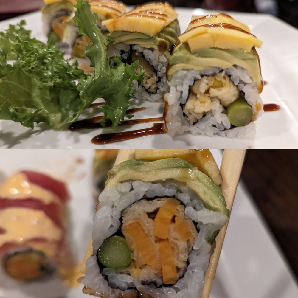 Nana Sushi - Veggie Crunch Roll, with asparagus added - Sushi Bars Near Me - Suffolk, Virginia Nana Sushi - Veggie Crunch Roll, with asparagus added - Sushi Bars Near Me - Suffolk, Virginia