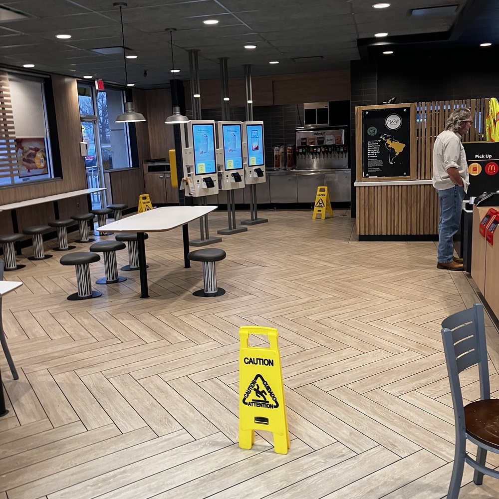 The inside of the McDonald's The inside of the McDonald's