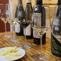 The Cheese Shop - Two wine flight's with a tasty Pecorino and Monterey Jack!
