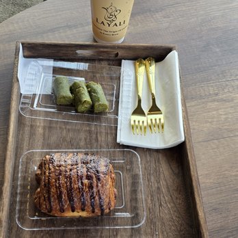 Layali Coffee House - Chocolate crossaint, baklava and an Americano. - Coffee & Tea Near Me - Rochester, New York