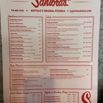 Santora's Pizzeria - Main menu front - Pizza Near Me - Depew, New York Santora's Pizzeria - Main menu front - Pizza Near Me - Depew, New York