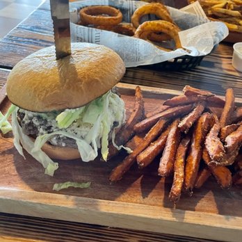 SOB Burgers - Lamb Burger with Feta Cheese spread and Sweet Potato Fries! - Burgers Near Me - Bradenton, Florida SOB Burgers - Lamb Burger with Feta Cheese spread and Sweet Potato Fries! - Burgers Near Me - Bradenton, Florida