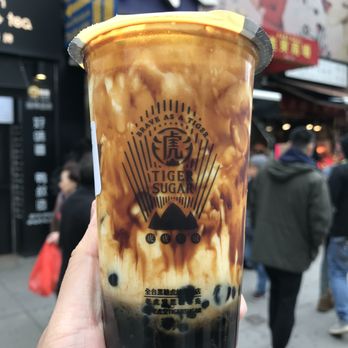 Tiger Sugar - Brown sugar boba + pearl with cream mousse - Bubble Tea Near Me - Flushing, New York Tiger Sugar - Brown sugar boba + pearl with cream mousse - Bubble Tea Near Me - Flushing, New York