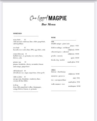 Menu photo 6 One Legged Magpie Red Lodge, MT