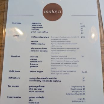 Malaya - Menu - Coffee & Tea Near Me - Los Angeles, California Malaya - Menu - Coffee & Tea Near Me - Los Angeles, California