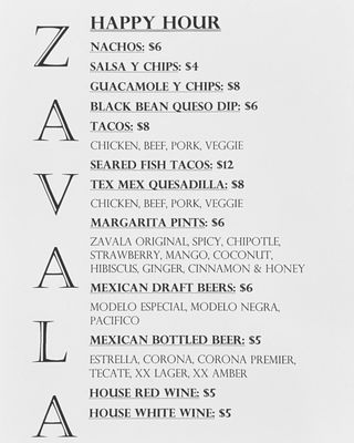 Menu photo 1 Zavala Mexican Bistro East Lyme, CT Menu photo 1 Zavala Mexican Bistro East Lyme, CT