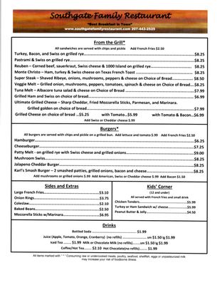 Menu photo 8 Southgate Family Restaurant Bath, ME Menu photo 8 Southgate Family Restaurant Bath, ME