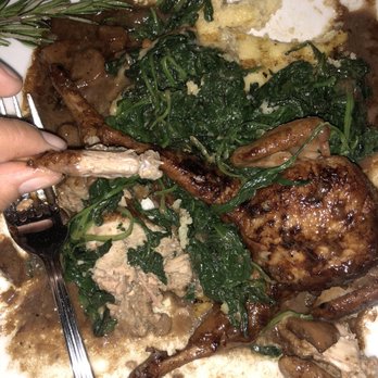 Ca' Dario - Goleta - Quail with mushroom sauce, spinach, and polenta - Italian Near Me - Goleta, California