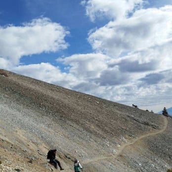 Devil's Backbone - Baldy Bowl section. Nothing but scree here. The trail was also fairly narrow at some points. Thanks to my good friend Vivian for this pic! - Hiking Near Me - Mount Baldy, California