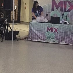 Mix 96 booth. This lady wouldn't let us sit at her tables