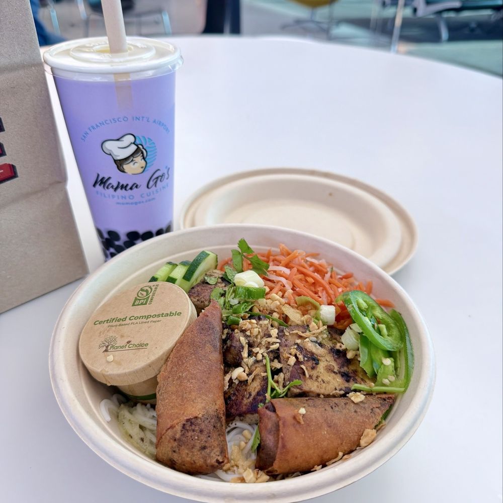 Bun Mee - bun bowl with tofu from Bun Mee and passionfruit tea from Mama Go's - Vietnamese Near Me - South San Francisco, California Bun Mee - bun bowl with tofu from Bun Mee and passionfruit tea from Mama Go's - Vietnamese Near Me - South San Francisco, California