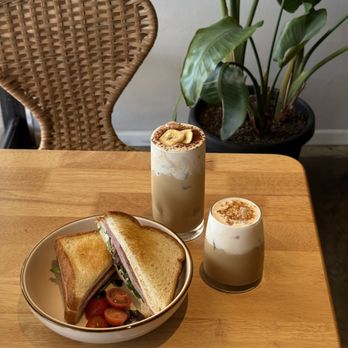 Miracle Coffee & Breakfast - banana bliss, miracle coffee, and ham and cheese sandwich - Coffee & Tea Near Me - Huntington Beach, California Miracle Coffee & Breakfast - banana bliss, miracle coffee, and ham and cheese sandwich - Coffee & Tea Near Me - Huntington Beach, California
